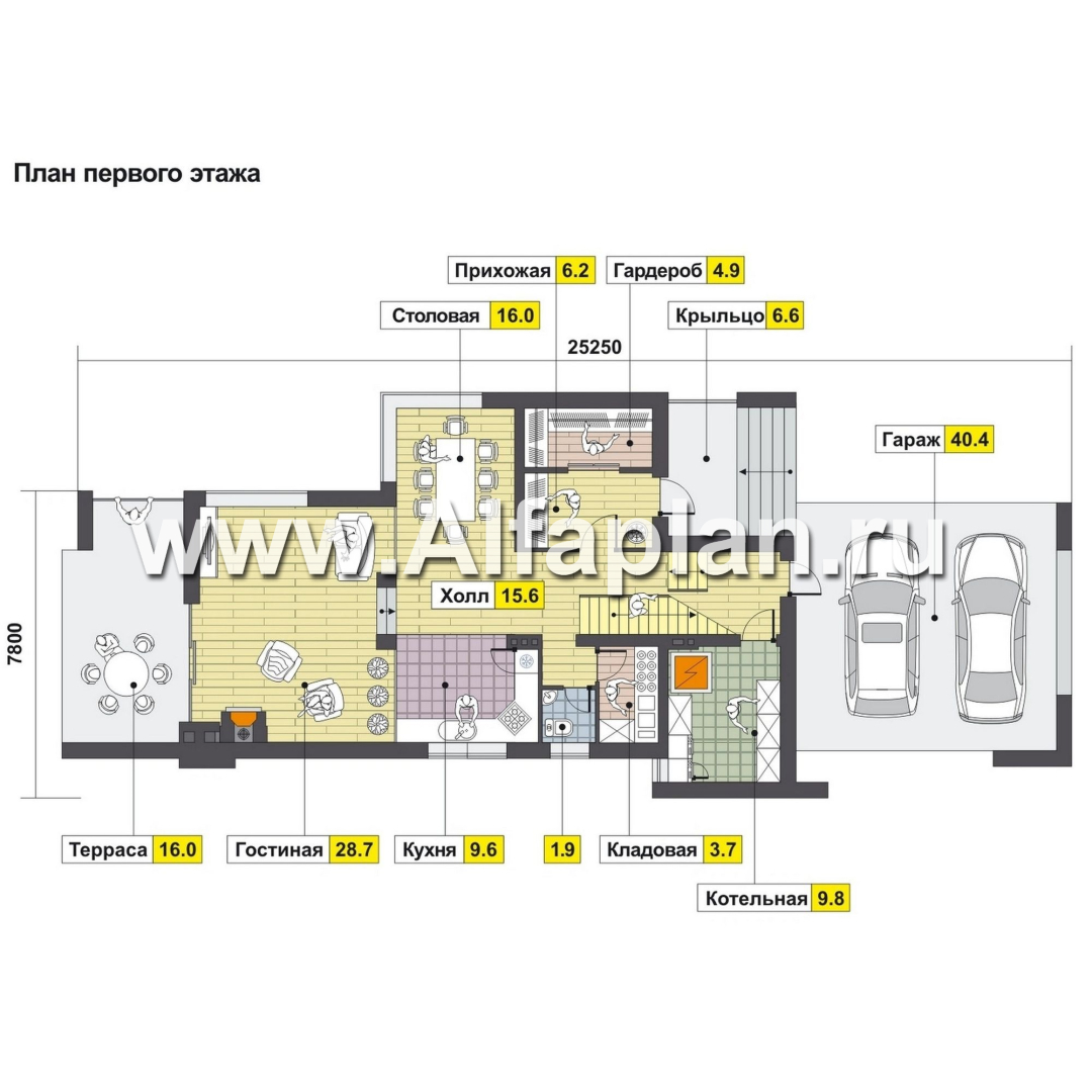 Проекты домов Альфаплан - Коттедж для участка с рельефом - изображение плана проекта №1