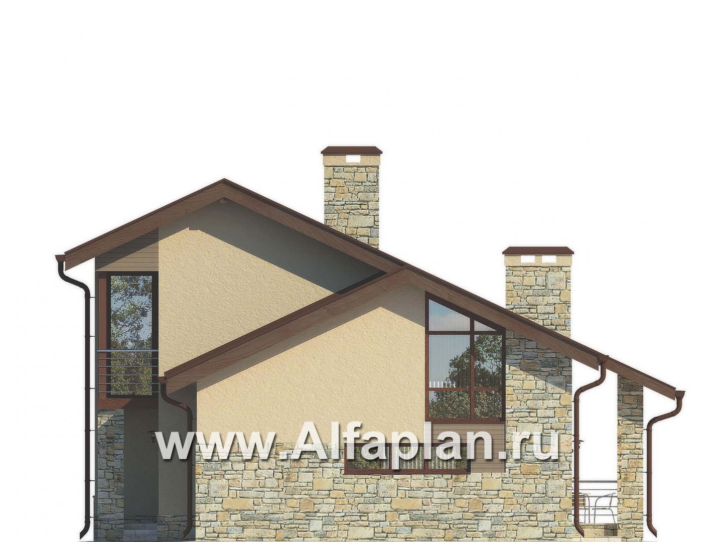 Проекты домов Альфаплан - Уютный загородный дом из газобетона - изображение фасада №2
