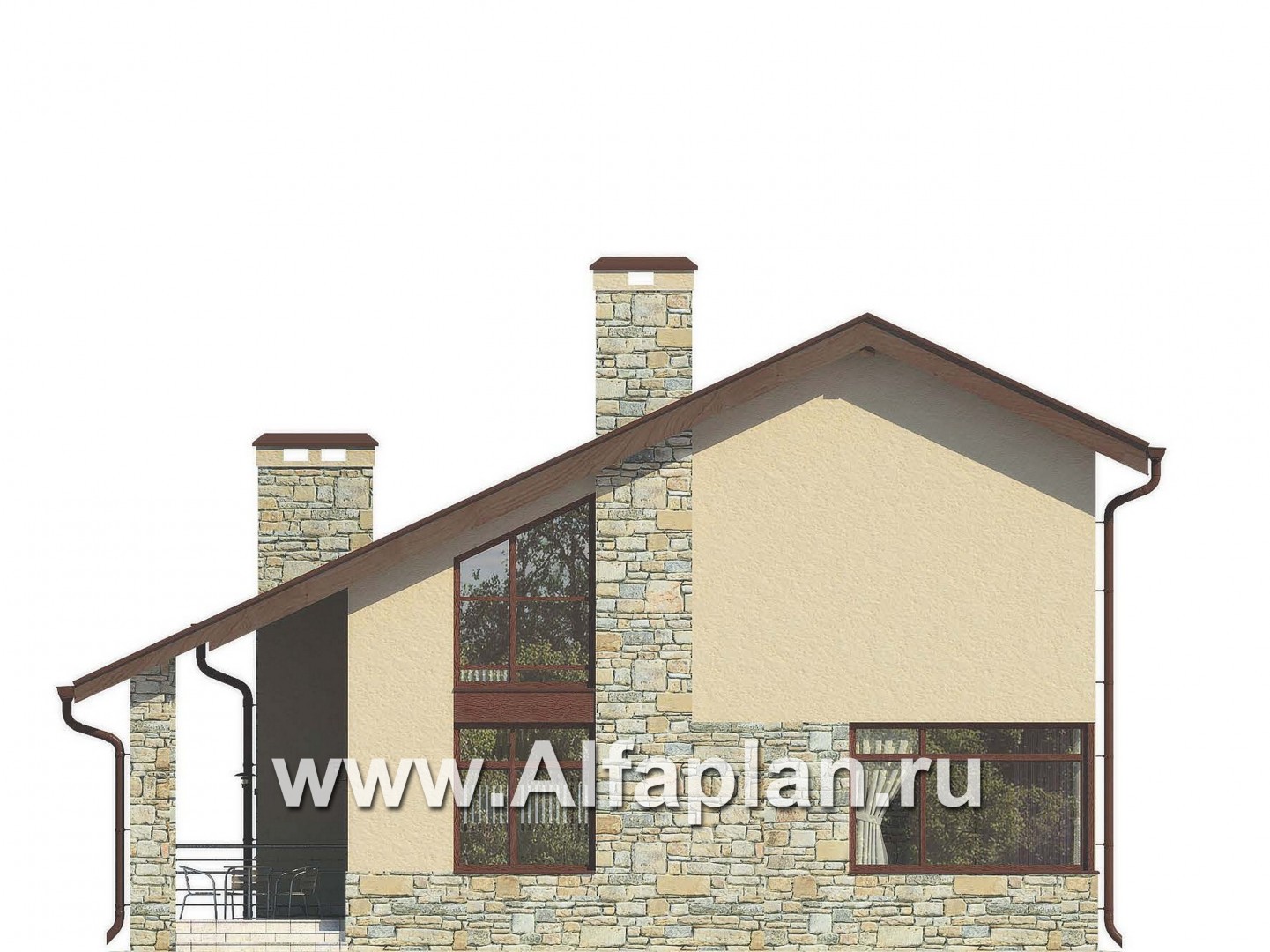 Проекты домов Альфаплан - Уютный загородный дом из газобетона - изображение фасада №3