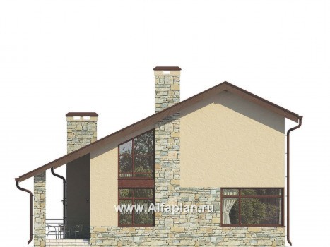 Проекты домов Альфаплан - Уютный загородный дом из газобетона - превью фасада №3