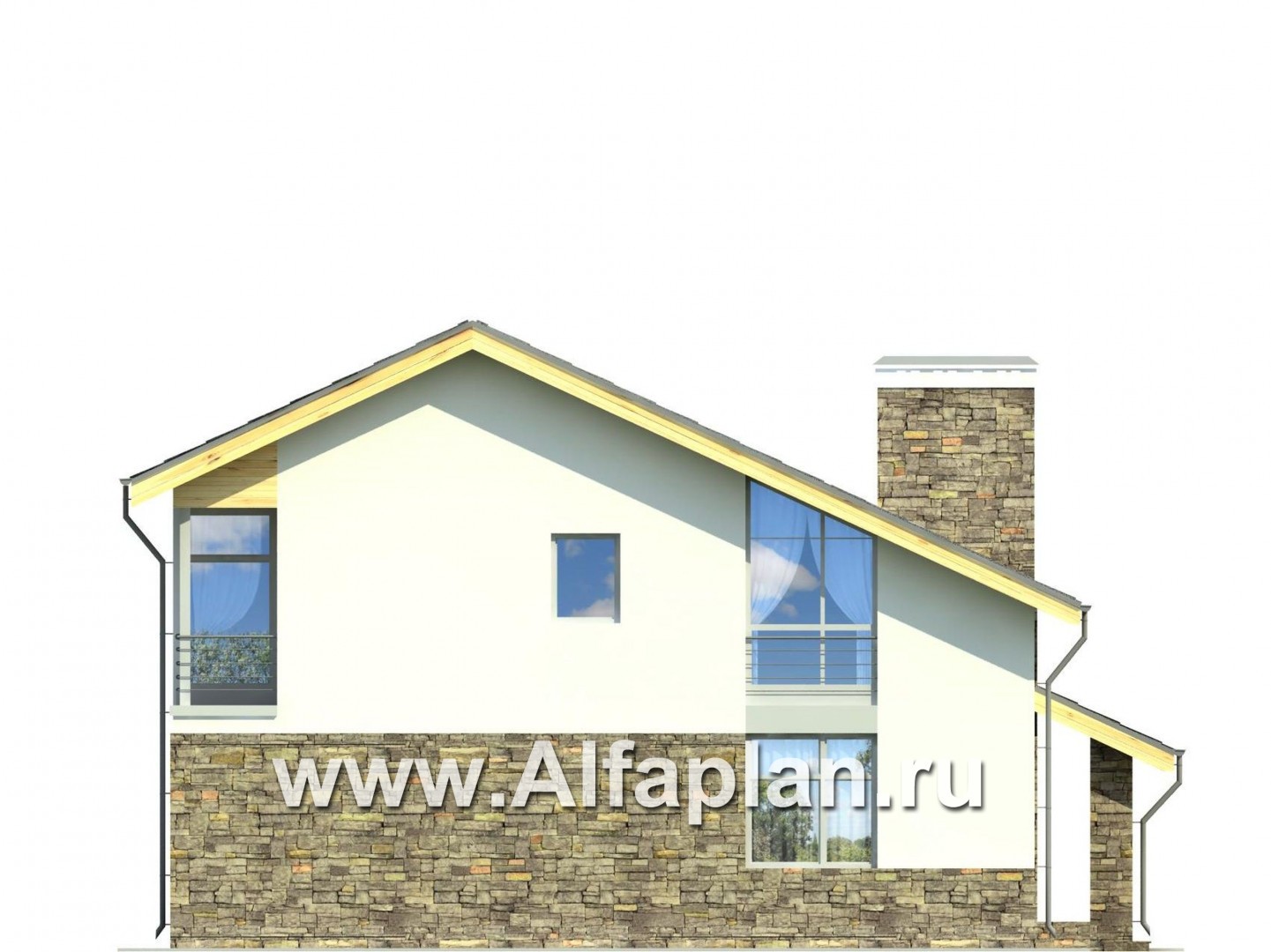 Проекты домов Альфаплан - Загородный дом с гаражом и террасой - изображение фасада №2