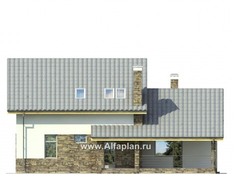 Проекты домов Альфаплан - Загородный дом с гаражом и террасой - превью фасада №1