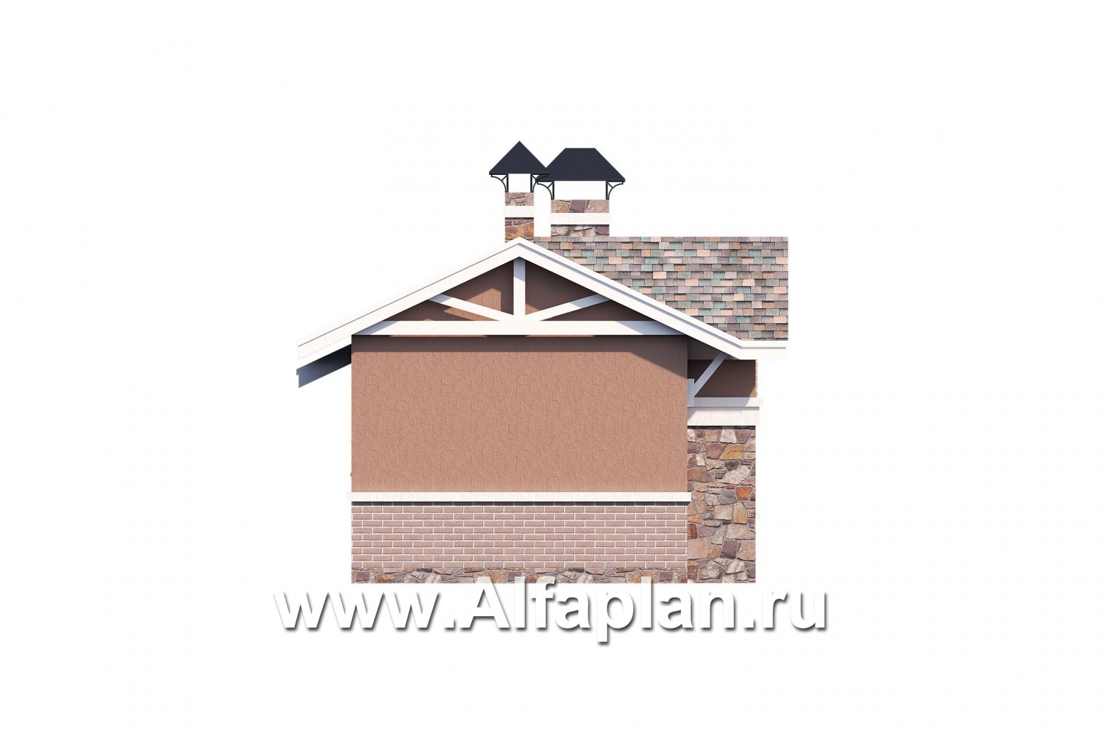 Проекты домов Альфаплан - Красивая и удобная баня c террасой (беседкой) и камином - изображение фасада №3