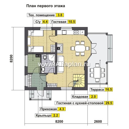 Проекты домов Альфаплан - Компактный и экономичный каркасный дом - превью плана проекта №1