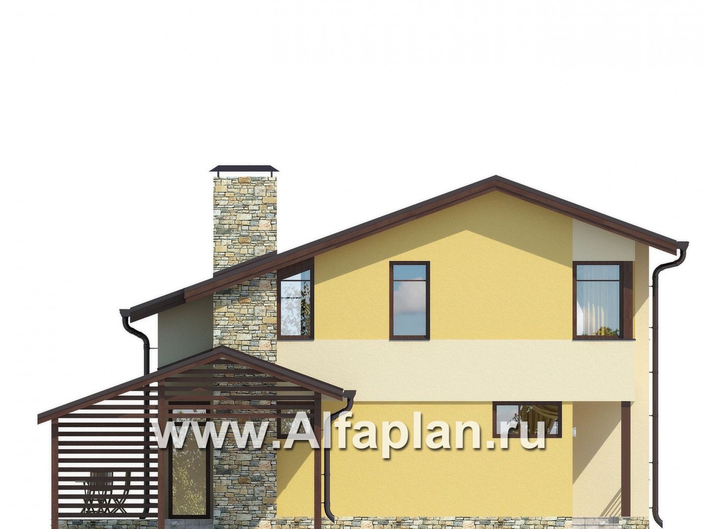 Проекты домов Альфаплан - Компактный каркасный дом для узкого участка - изображение фасада №2