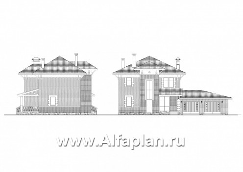 Проекты домов Альфаплан - «Виконт»- двухэтажный дом с большим гаражом и отличной планировкой - превью фасада №1