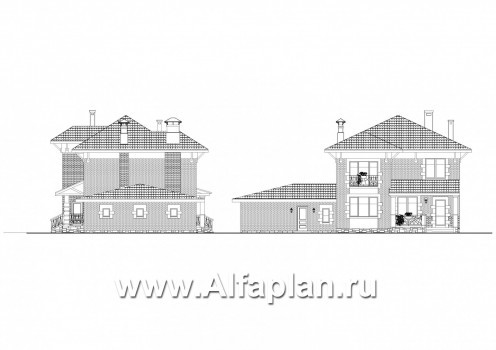 Проекты домов Альфаплан - «Виконт»- двухэтажный дом с большим гаражом и отличной планировкой - превью фасада №2