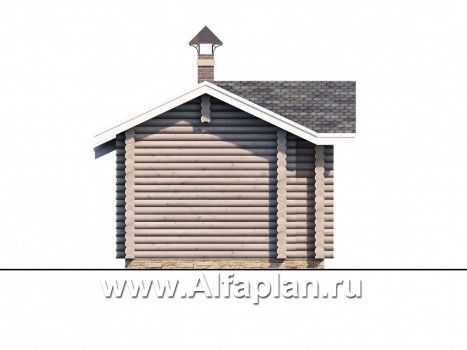 Проекты домов Альфаплан - Уютная одноэтажная деревянная баня с крытой террасой - превью фасада №3