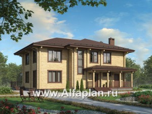 Проекты домов Альфаплан - Дом из бруса для большой семьи - превью основного изображения