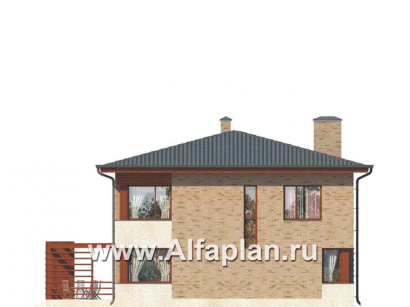Проекты домов Альфаплан - Двухэтажный коттедж с угловым входом - изображение фасада №4
