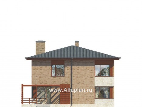 Проекты домов Альфаплан - Двухэтажный коттедж с угловым входом - превью фасада №2