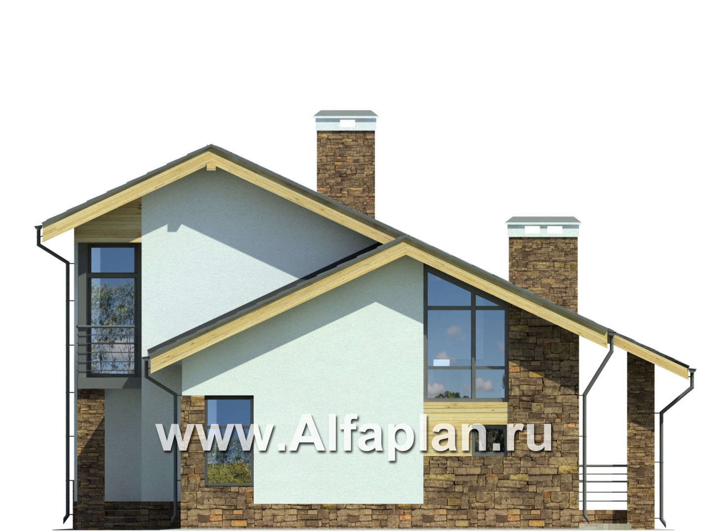 Проекты домов Альфаплан - Современный удобный загородный коттедж - изображение фасада №2