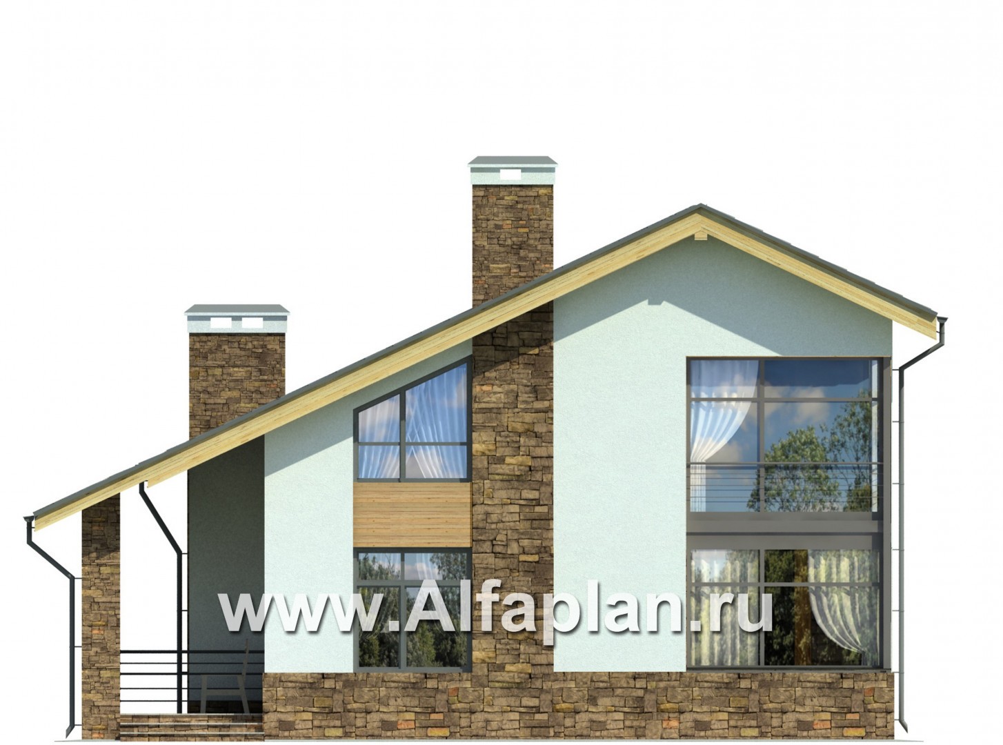Проекты домов Альфаплан - Современный удобный загородный коттедж - изображение фасада №3