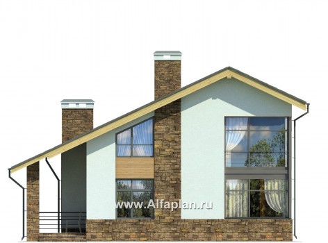 Проекты домов Альфаплан - Современный удобный загородный коттедж - превью фасада №3