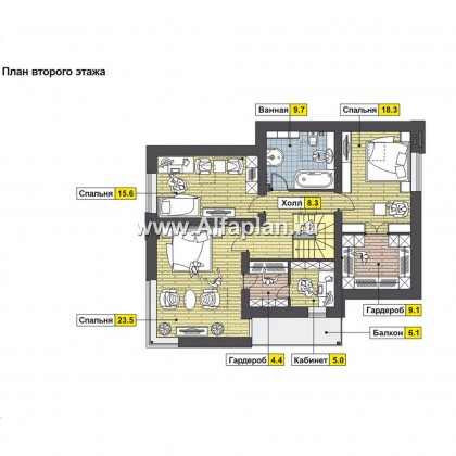 Проекты домов Альфаплан - Современный удобный загородный коттедж - превью плана проекта №2