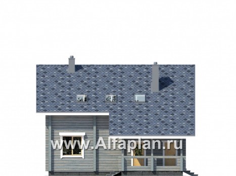 Проекты домов Альфаплан - Деревянный дом с простой двускатной кровлей - превью фасада №4