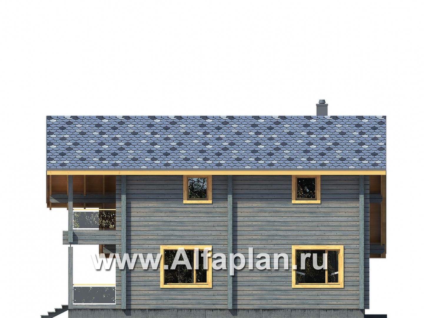 Проекты домов Альфаплан - Деревянный загородный дом с гаражом - изображение фасада №2