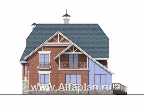 Проекты домов Альфаплан - «Лавиери»- проект дома с изящным крыльцом и эркером - превью фасада №2