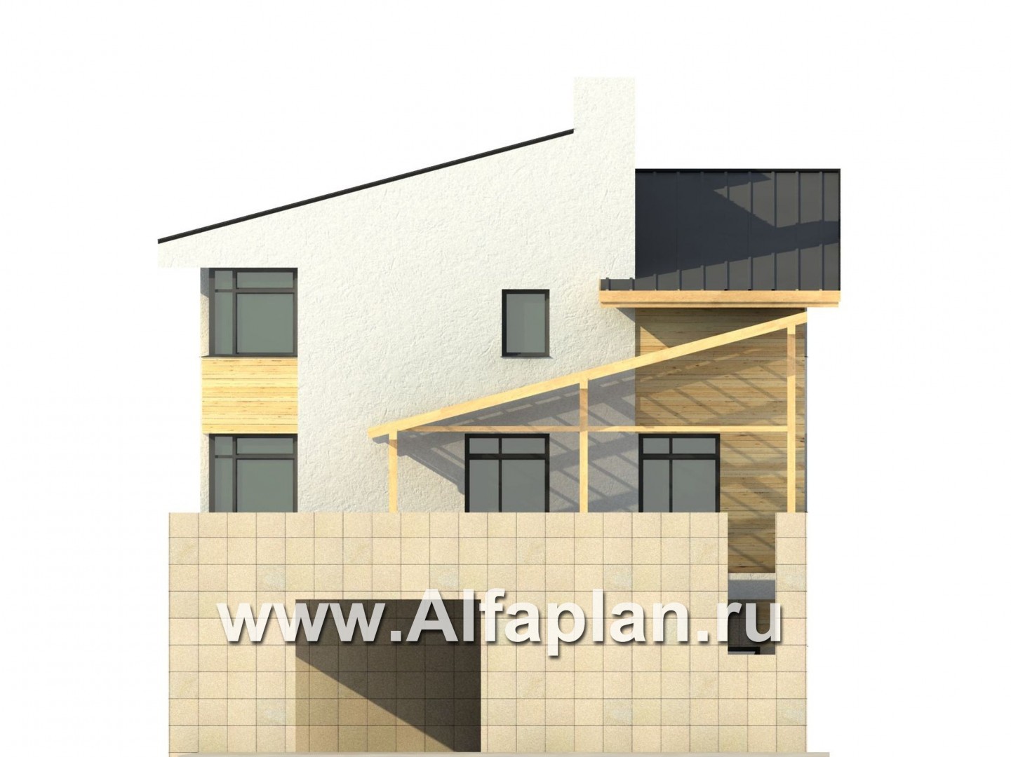 Проекты домов Альфаплан - Трехэтажный кирпичный коттедж - изображение фасада №2