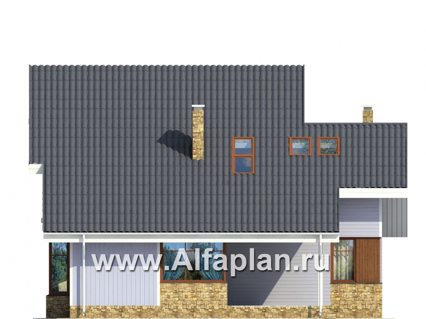 Проекты домов Альфаплан - Двухэтажный каркасный дом - изображение фасада №4