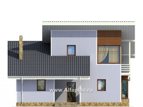 Проекты домов Альфаплан - Двухэтажный каркасный дом - превью фасада №1