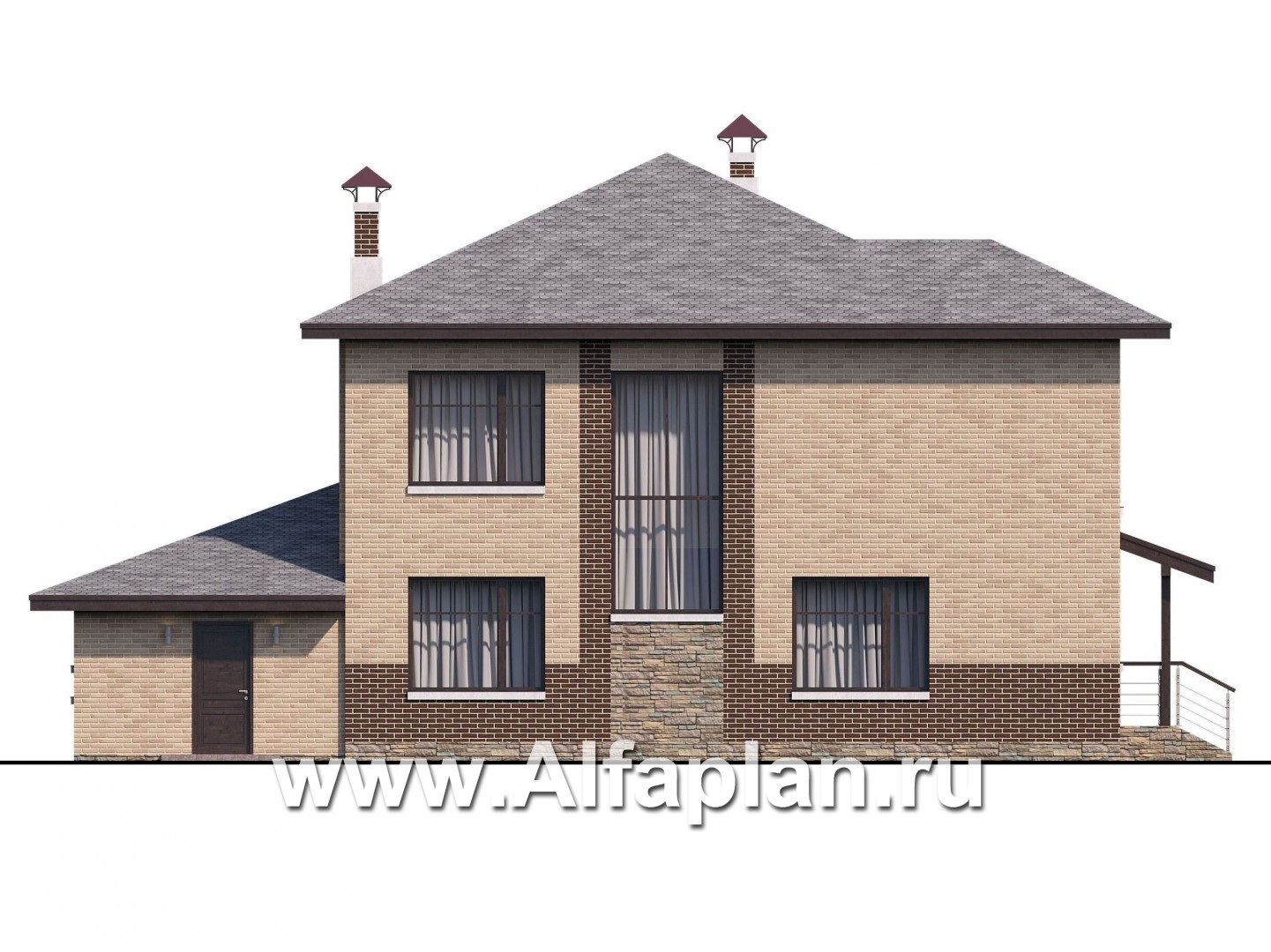 Проекты домов Альфаплан - «Статус» - современный комфортный дом с гаражом и террасой - изображение фасада №4