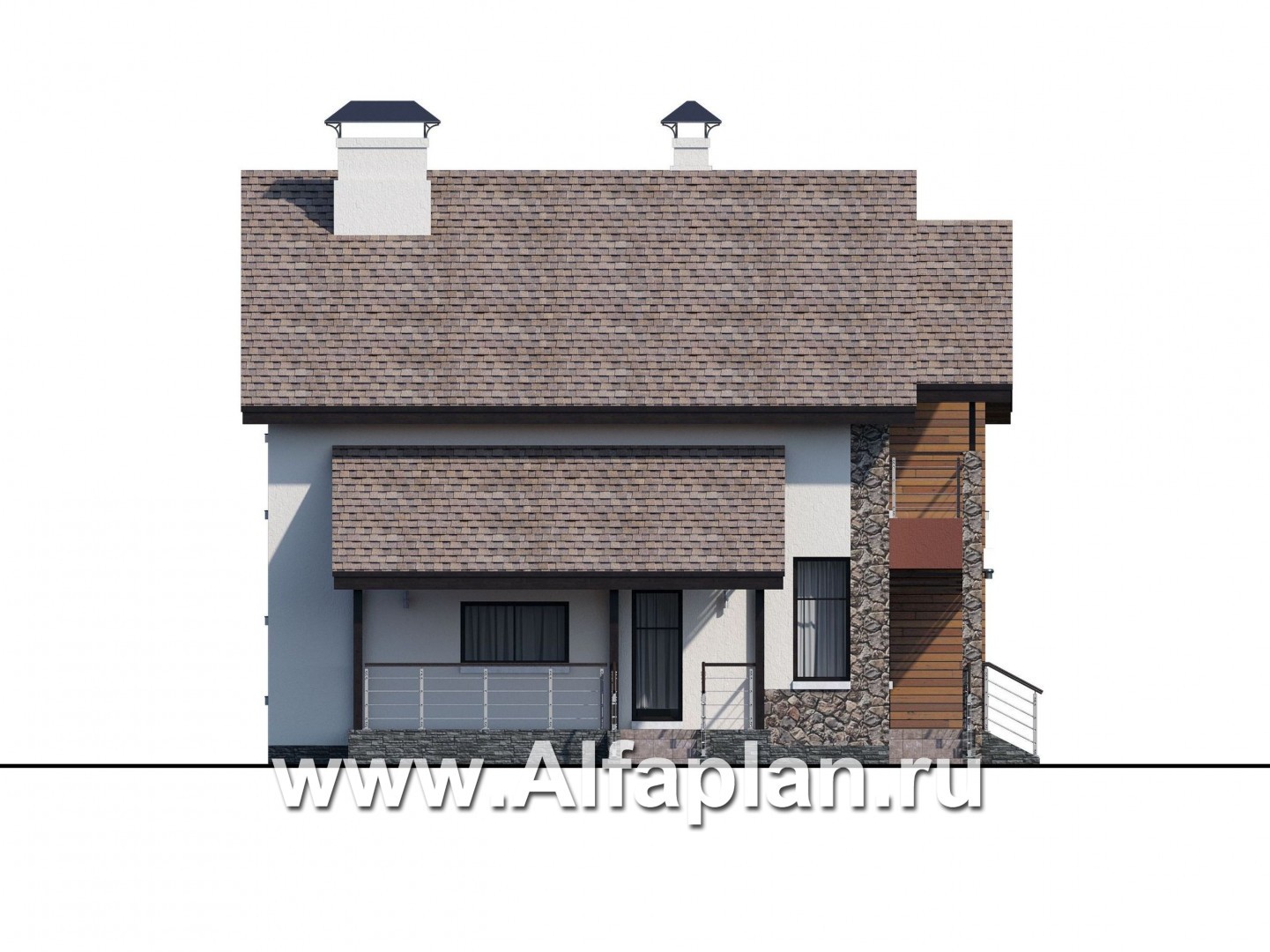 «Сороть» - проект дома с мансардой, с террасой, 5 спален, в скандинавском стиле - фасад дома