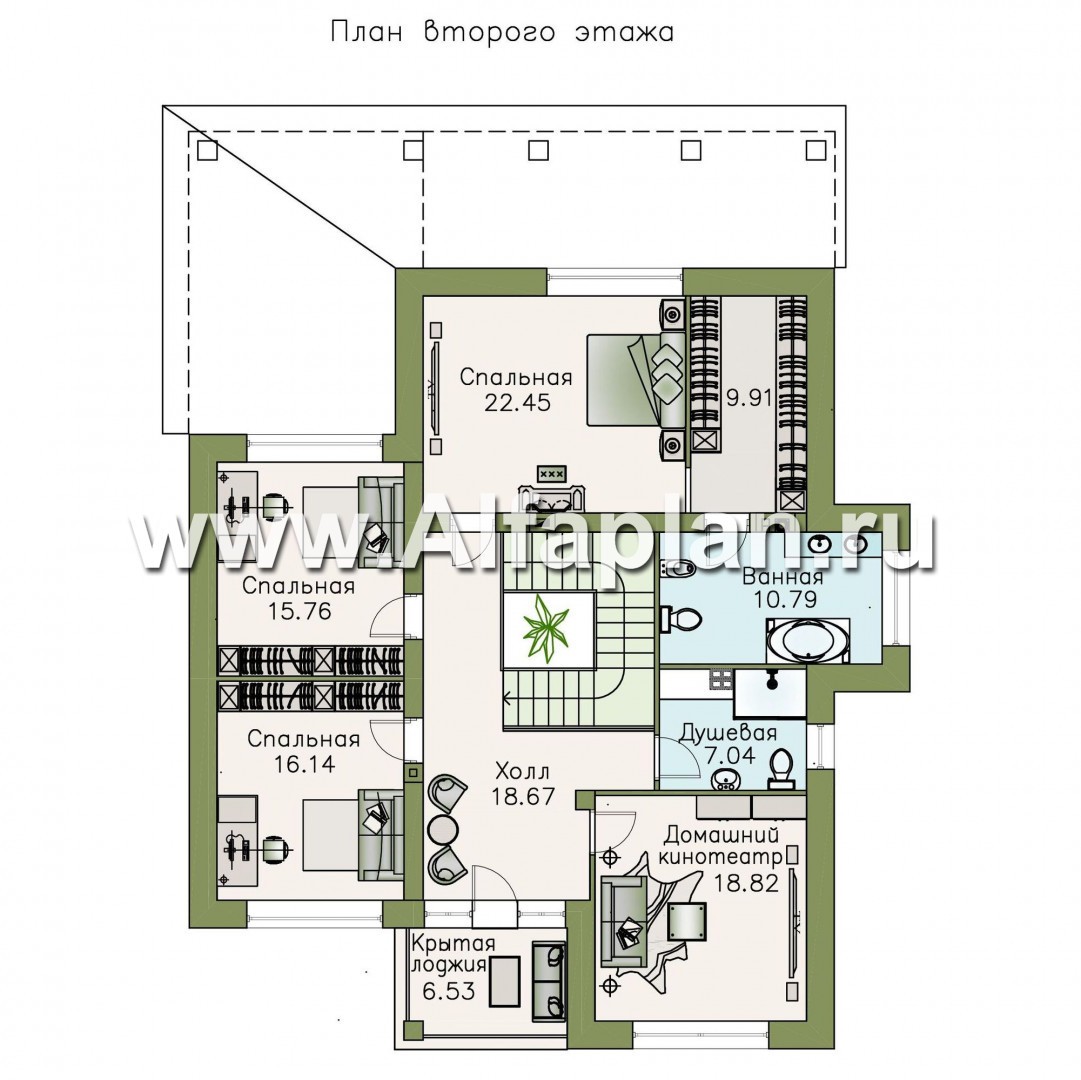 Проекты домов Альфаплан - «Орлов» - классический комфортабельный коттедж - изображение плана проекта №2