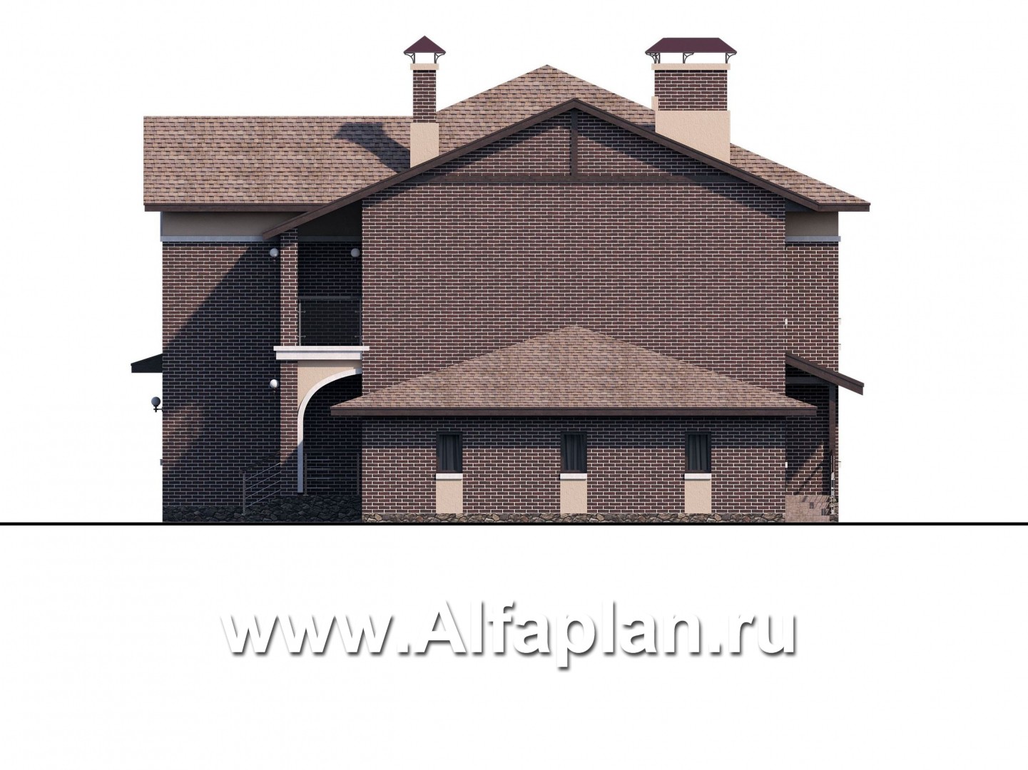 Проекты домов Альфаплан - «Голицын»- особняк с гаражом на два автомобиля - изображение фасада №2