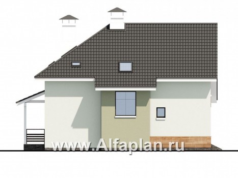 Проекты домов Альфаплан - Мансардный дом с угловым планом - превью фасада №3
