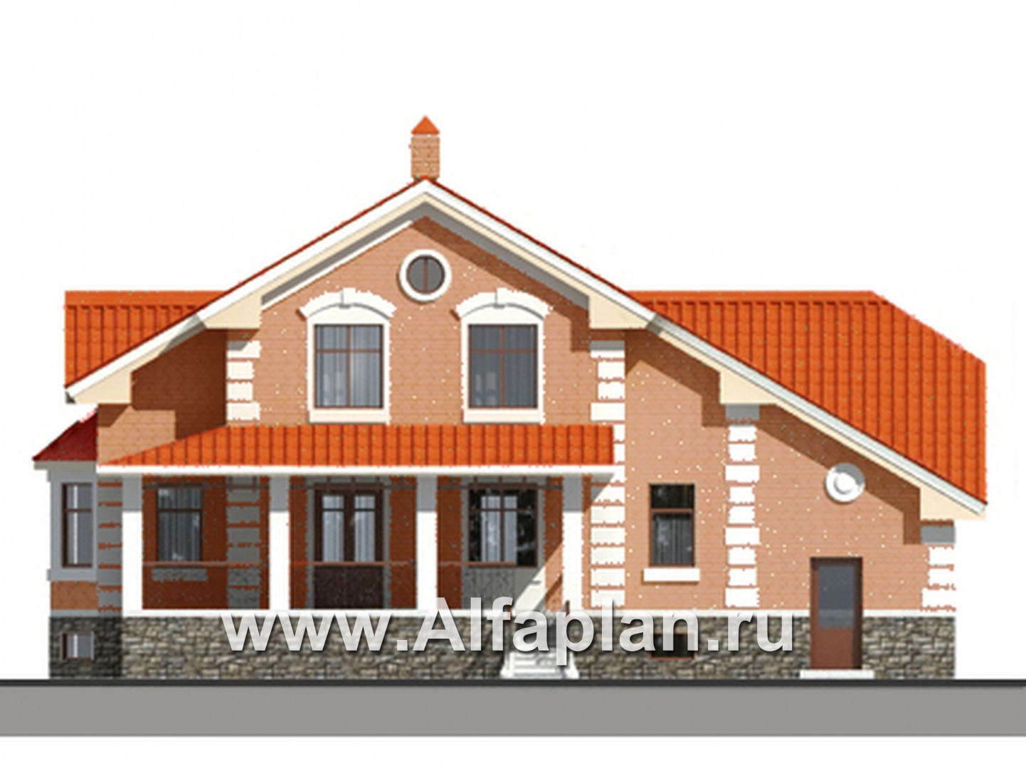 Проекты домов Альфаплан - Коттедж с большим гаражом и террасой - изображение фасада №4