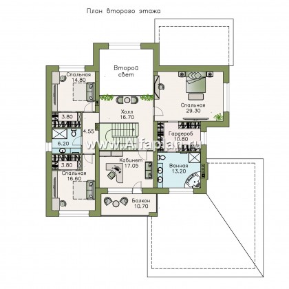 Проекты домов Альфаплан - «Неман» - загородная вилла с двусветной гостиной и большим гаражом - превью плана проекта №2