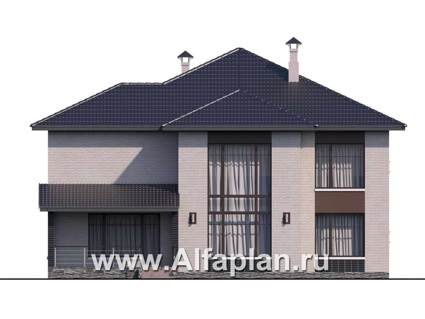 Проекты домов Альфаплан - «Эльба» — современная вилла с угловым остеклением - изображение фасада №4