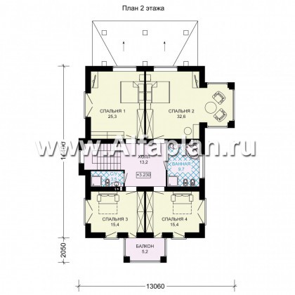 Проекты домов Альфаплан - Элегантный двухэтажный коттедж - превью плана проекта №2