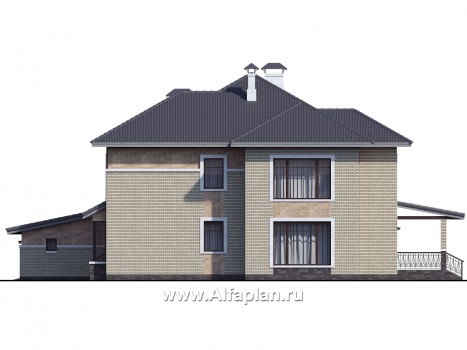 «Висла» — проект двухэтажного дома, особняк с двусветной столовой, с террасой и гаражом на 2 авто - превью фасада дома