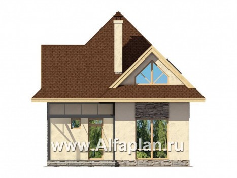 Проекты домов Альфаплан - Мансардный дом для маленького участка - превью фасада №1