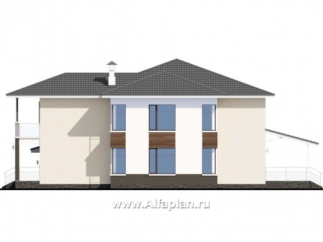 Проекты домов Альфаплан - "Акварель" - двухэтажный коттедж с гаражом и террасой - превью фасада №2