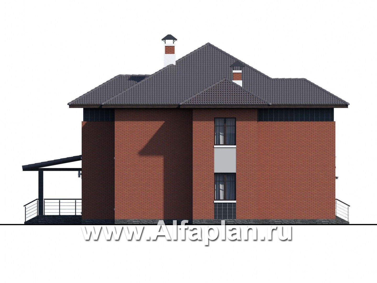Проекты домов Альфаплан - «Рейн» - просторный современный коттедж - изображение фасада №3