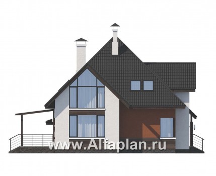 Проекты домов Альфаплан - «Сириус» - современный мансардный дом - превью фасада №3