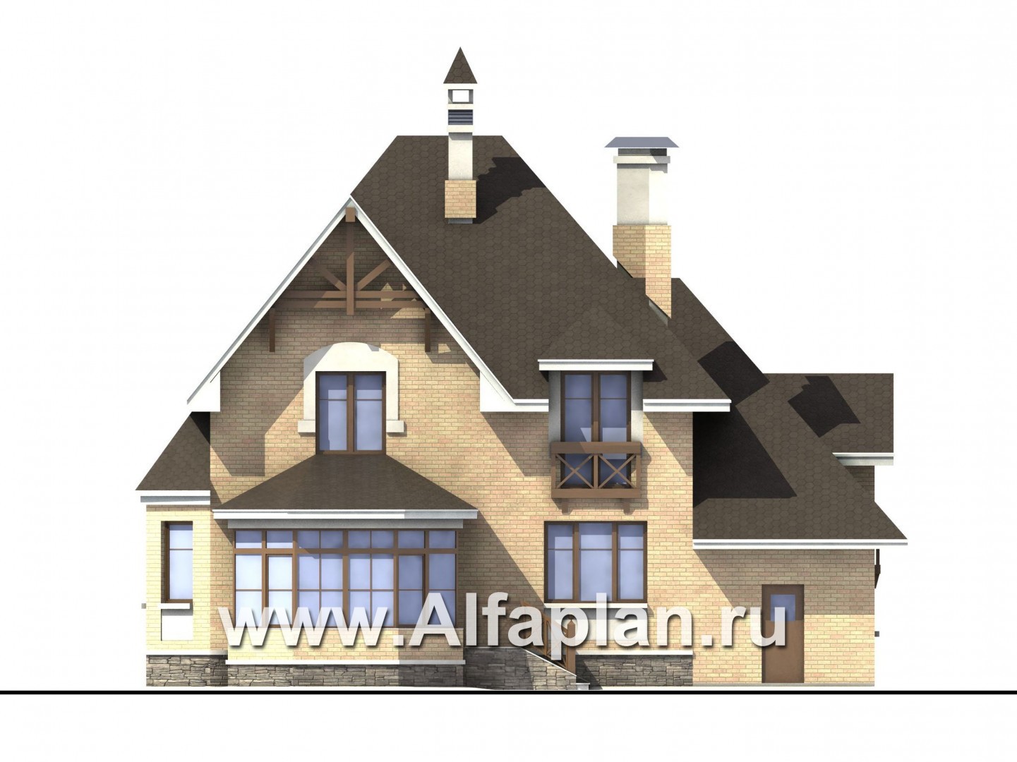 Проекты домов Альфаплан - «Магистр» - респектабельный коттедж с гаражом - изображение фасада №4