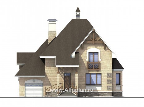 Проекты домов Альфаплан - «Магистр» - респектабельный коттедж с гаражом - превью фасада №1