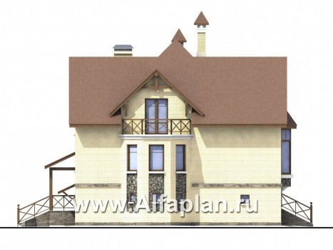 Проекты домов Альфаплан - «Серебряный век» - загородный дом с элементами арт-нуво - превью фасада №3