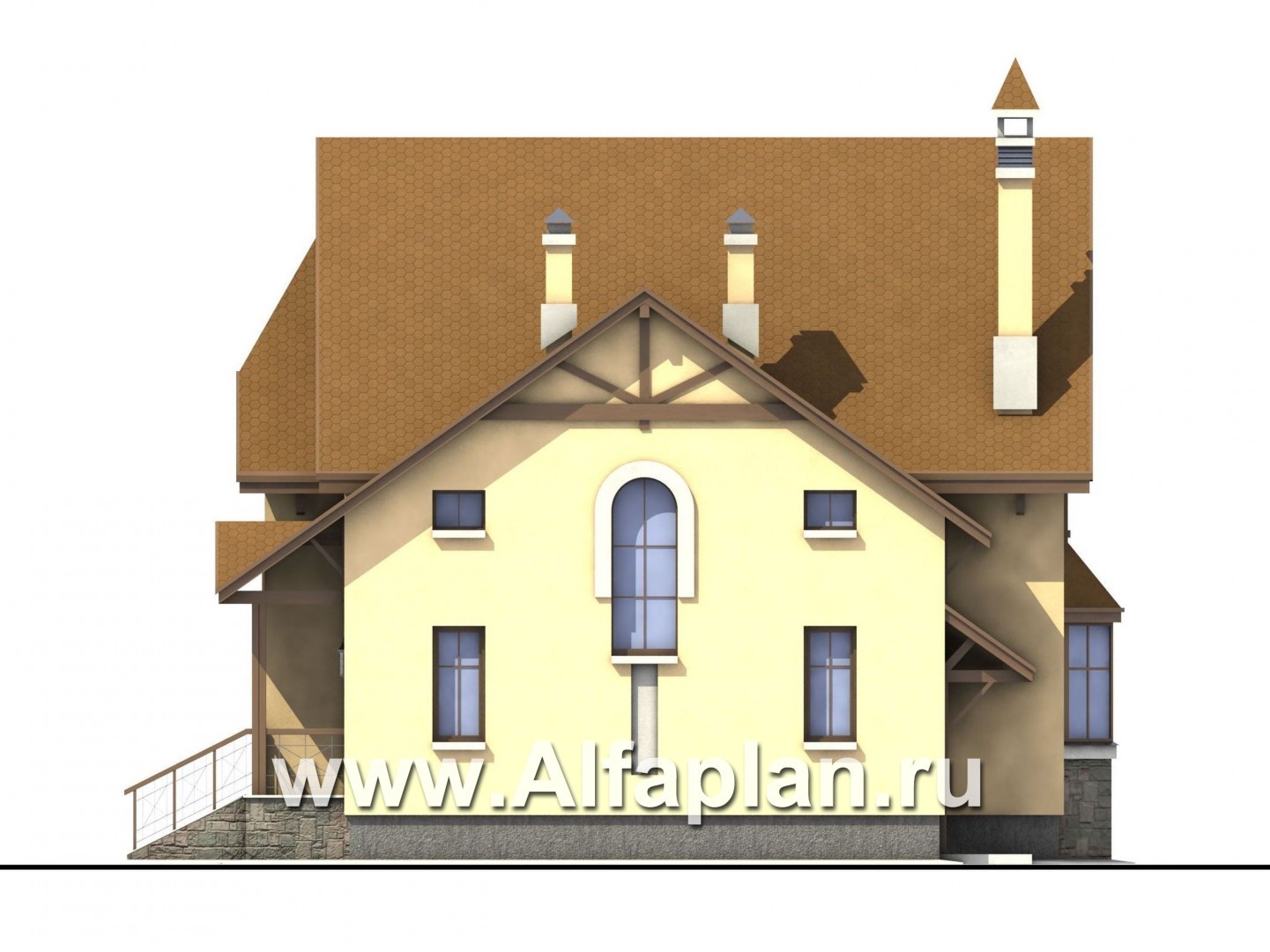 Проекты домов Альфаплан - «Вива» - коттедж для узкого участка - изображение фасада №2