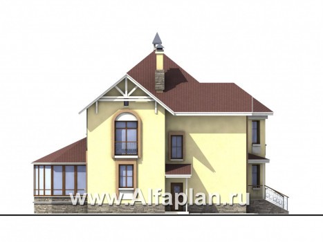Проекты домов Альфаплан - «Амбиент» - загородный дом с эркером - превью фасада №3