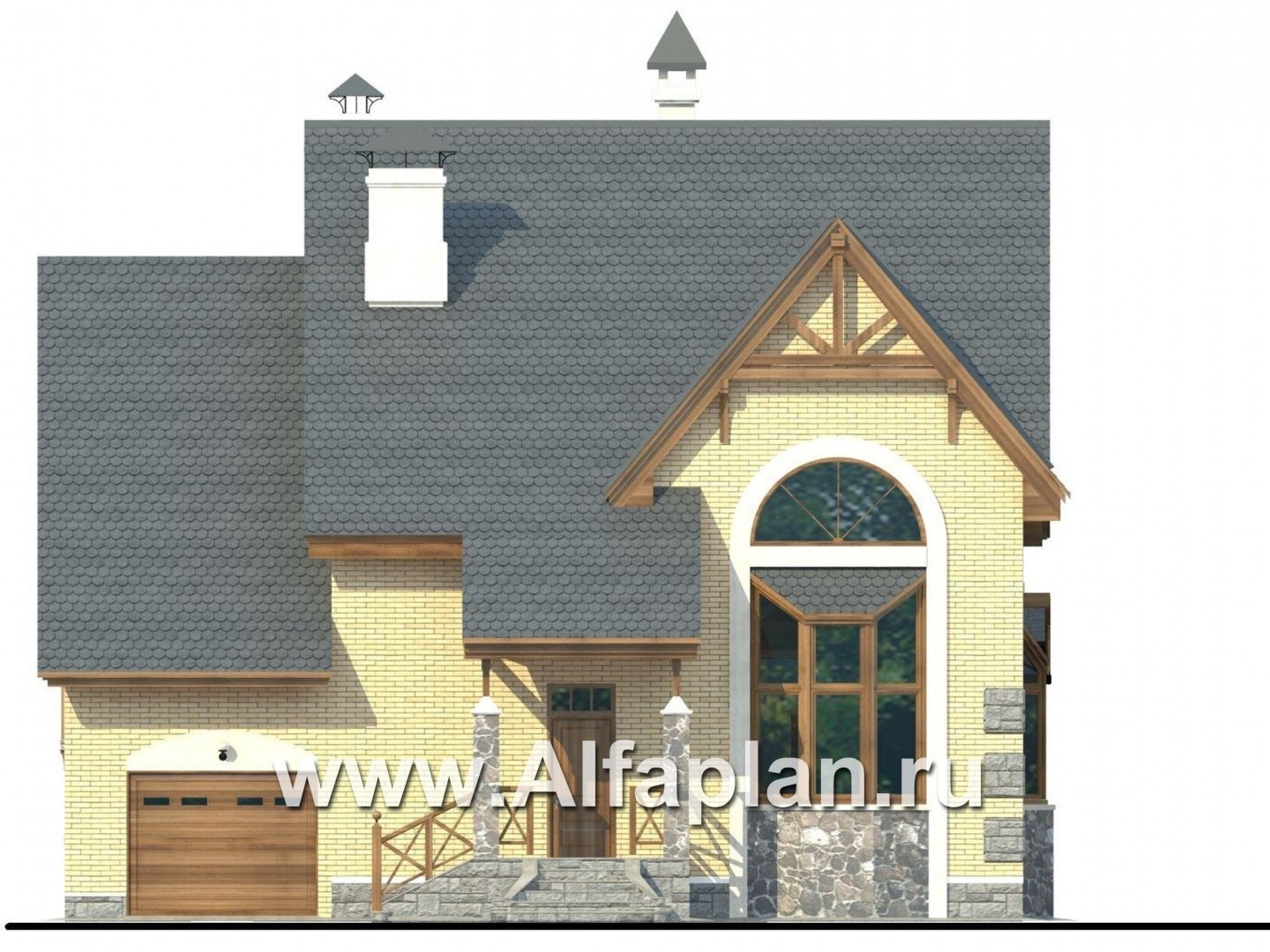 Проекты домов Альфаплан - «Особняк» - проект коттеджа в классической традиции - изображение фасада №1