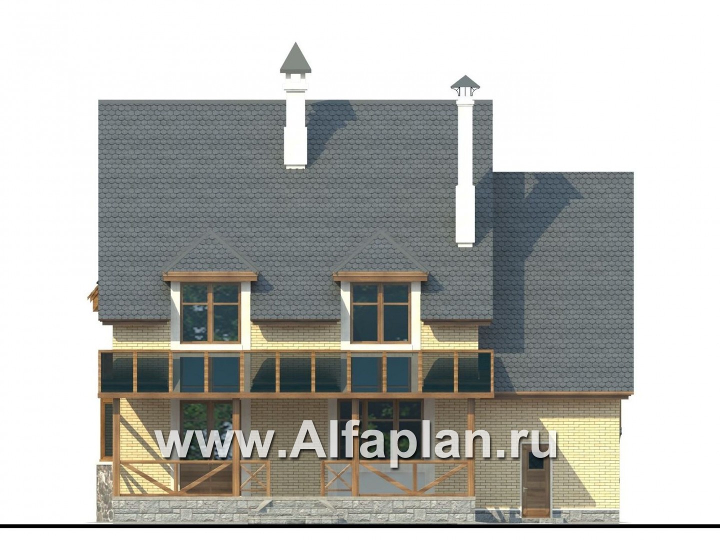 Проекты домов Альфаплан - «Особняк» - проект коттеджа в классической традиции - изображение фасада №4