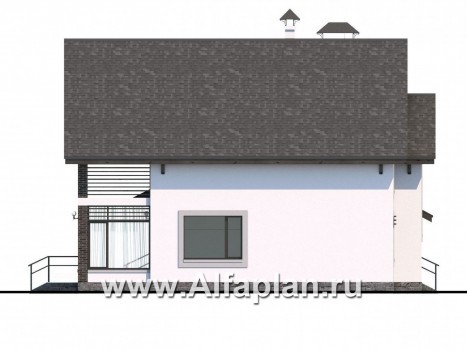 Проекты домов Альфаплан - «Арматор» - современный дом с террасой и лоджией - превью фасада №2