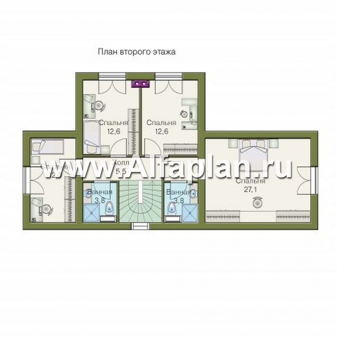Проекты домов Альфаплан - «Яблоко» - дом для узкого участка с рельефом - изображение плана проекта №3