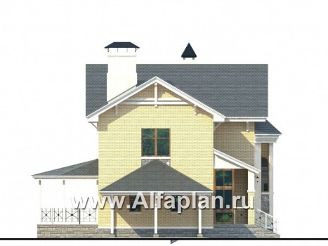 Проекты домов Альфаплан - «Лидер» - рациональный проект дома с навесом для машины - превью фасада №3