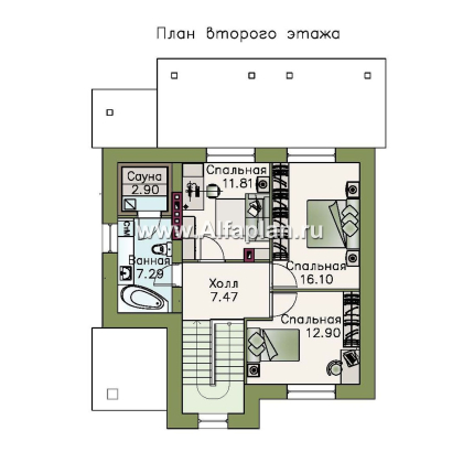 Проекты домов Альфаплан - «Приоритет»-  элегантный коттедж , удобный план дома - превью плана проекта №2